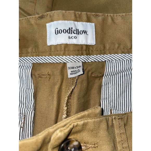 Men's Straight Fit Chino Stretch Pants 33x34 Brown Goodfellow & Co NWT - Picture 3 of 4